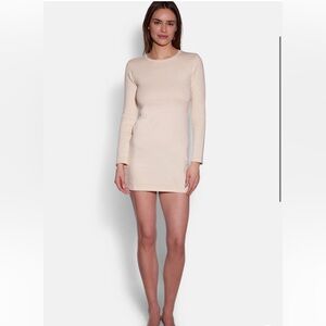 Cream Long Sleeve Mini Dress